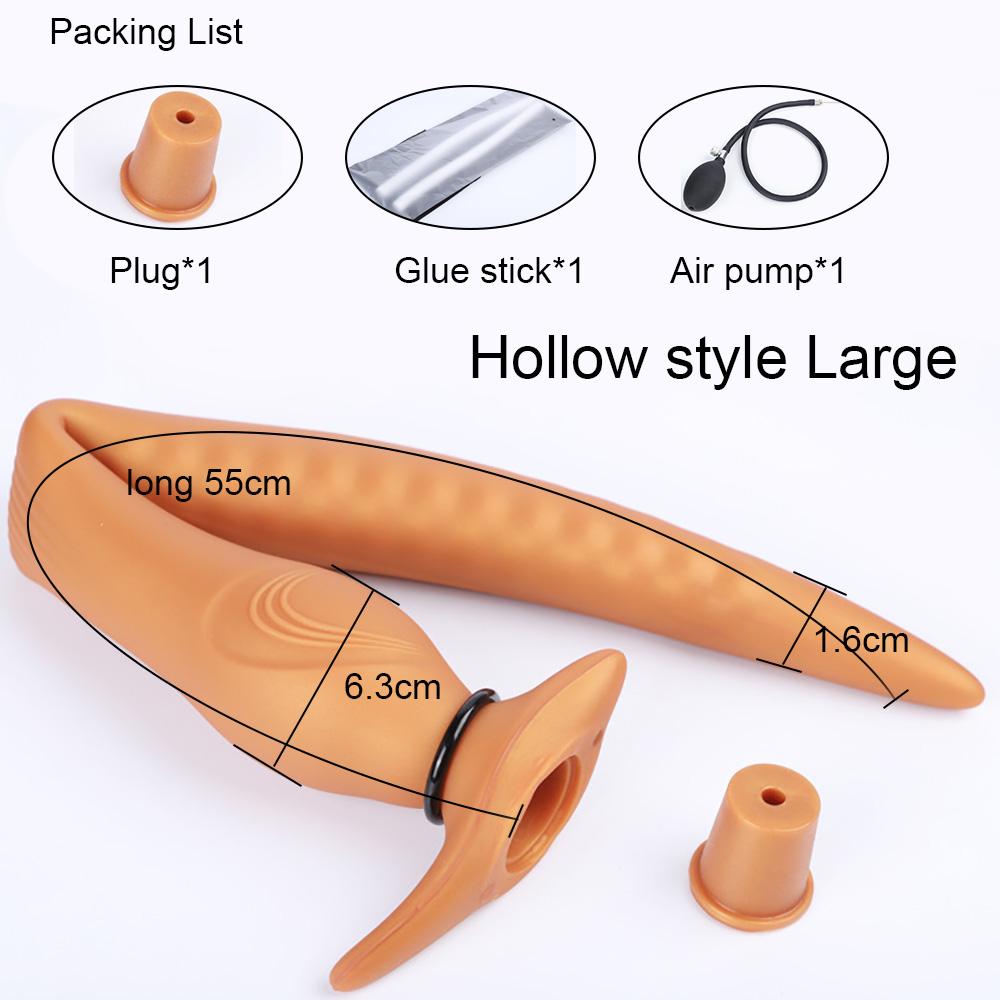 55cm Long Anal Plug Hollow Butt Plug Liquid Silicone Soft Anal Dildo For Women Men Prostate Massage Inflatable Buttplug Sex Toys