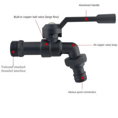 Black Brass Anti-Freeze Outdoor Garden Faucet with Single Outlet - 1/2 Inch Hose Faucet for Washing Machine and Garden Use