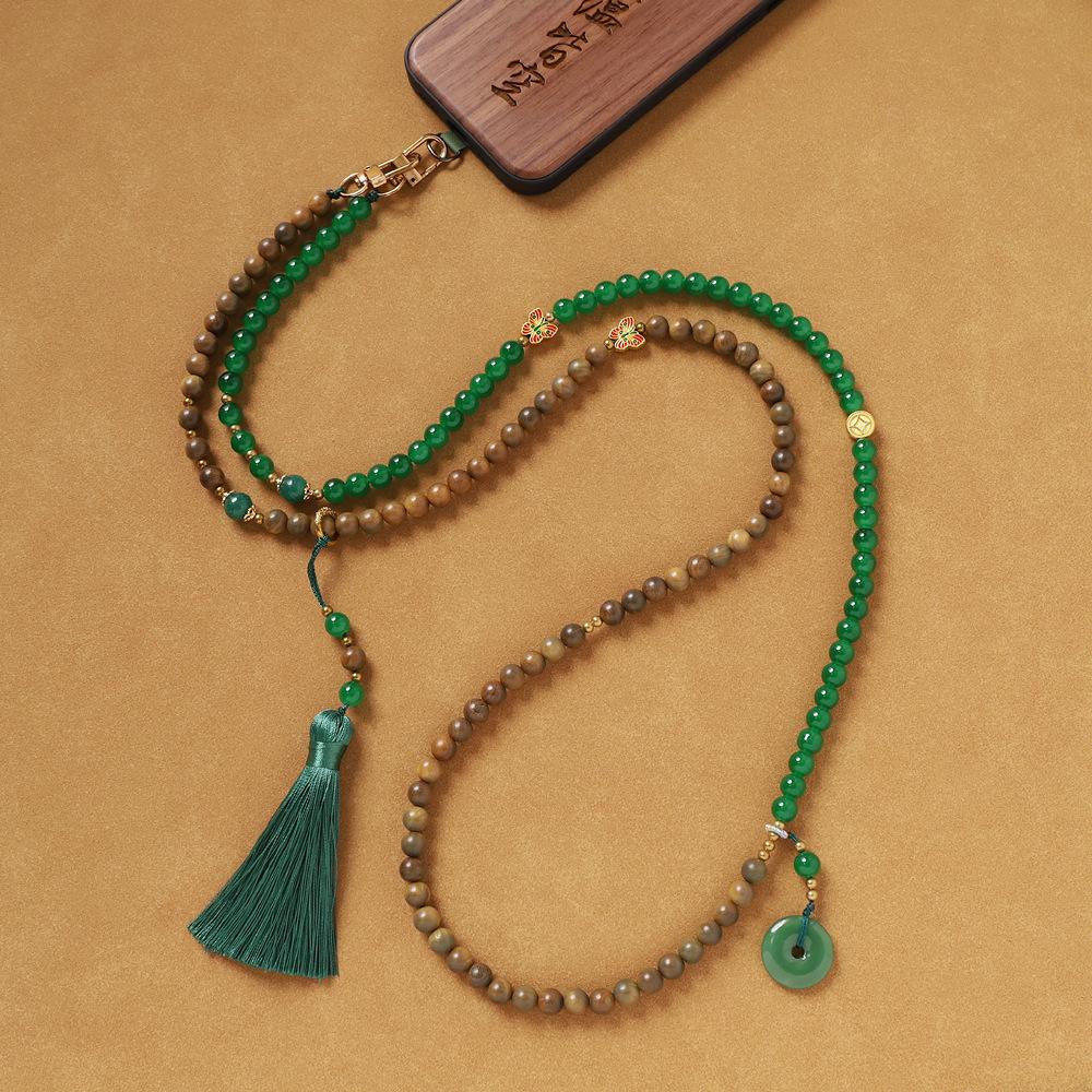 1Pcs Chinese Style Long-style Crossbody Phone Chain Anti-loss Pendant Bead Tassel Phone Chain