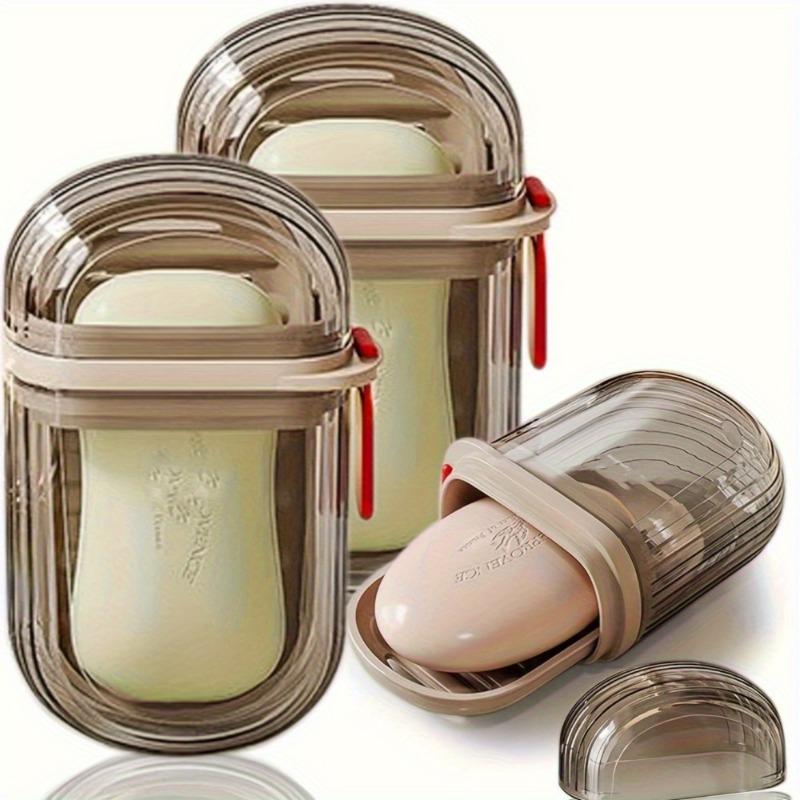 1SET Portable Soap Cassette with Lid - Sealed Drain Design Soap Box Travel Soap Storage Box