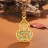 Elegant Gold Enamel Gourd Pendant Necklace - Retro Chinese Style