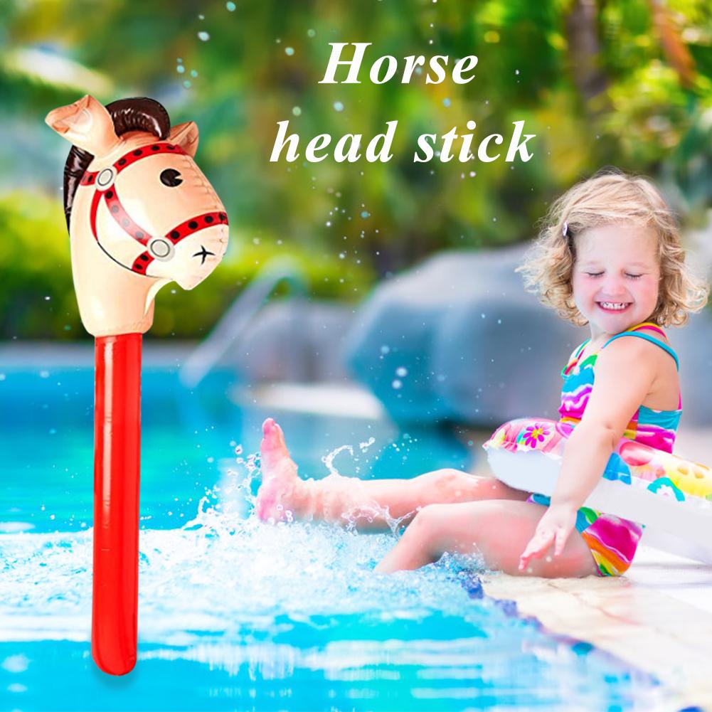 Children Kids Outdoor Riding Game Plaything Horsehead Stick Inflatable Horse Toy