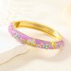 Elegant Cloisonne Bangle Rhinestone Retro Court Floral Bangle Charming Enamel Bracelet  Fashion