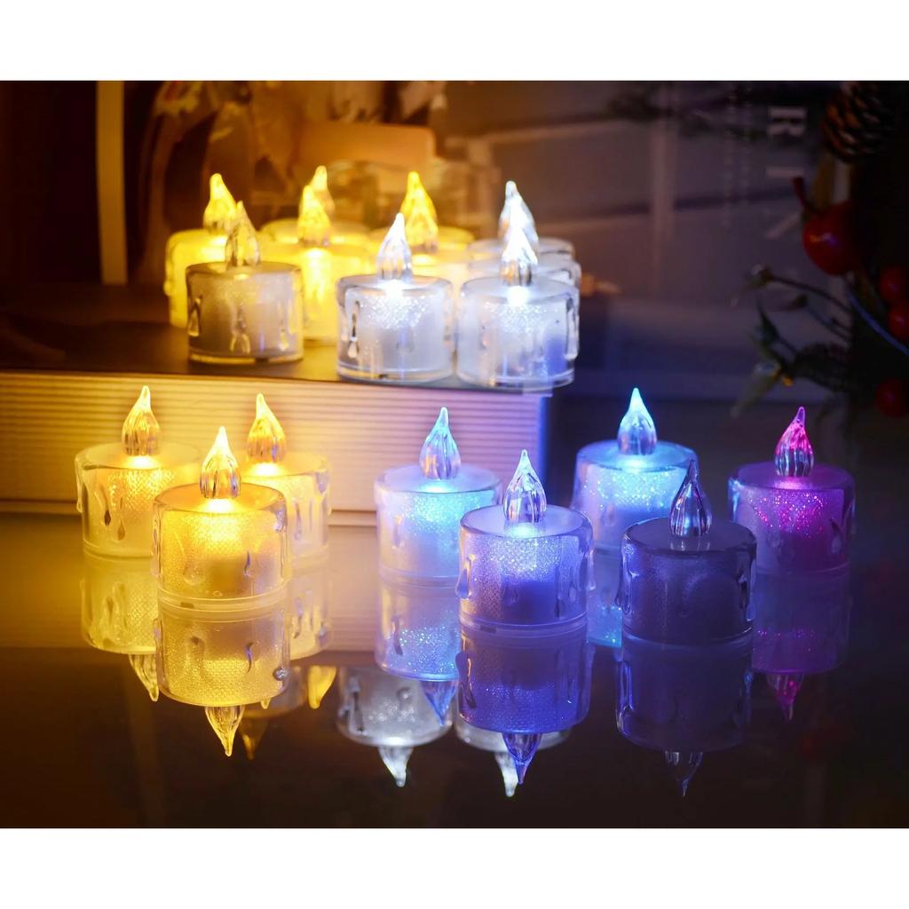 24Pcs Flameless LED Candle Lights Creative Wishing Led Tea Lamp Warm White Halloween Wedding Christmas Decoration Candle Light