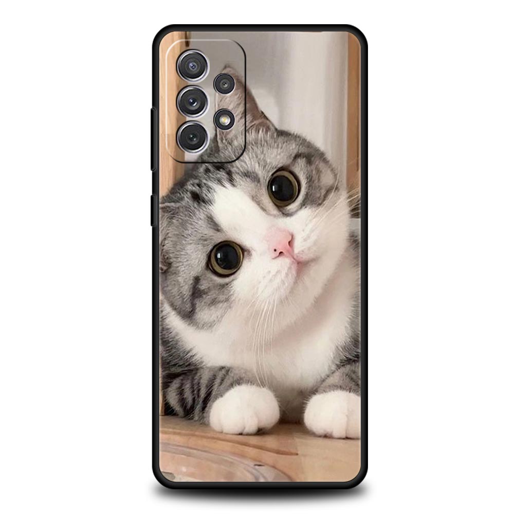 Kawaii Love Cat Phone Case For Samsung Galaxy A17 A07 A55 A35 A25 A15 A05s A33 5G A31 A23 A21s A13 A41 A73 A53 A51 A71 A03 Cover