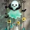 Halloween Party Supplies Ghost Wind Chime Decoration, Vintage Sun Catcher with Faux Crystal Alloy Chain Drops Tassels, Acrylic Hanging Ornament