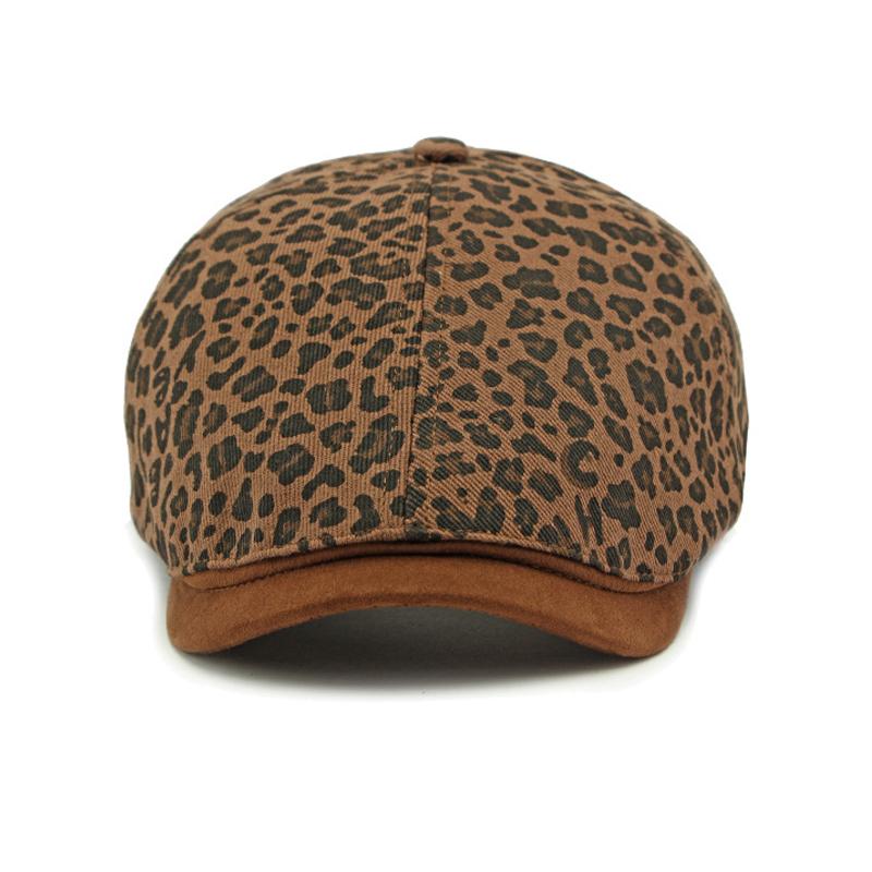 Spring Autumn Leopard Hat Women's Retro Beret Six-Piece Cap Painted Hat Newsboy Cap