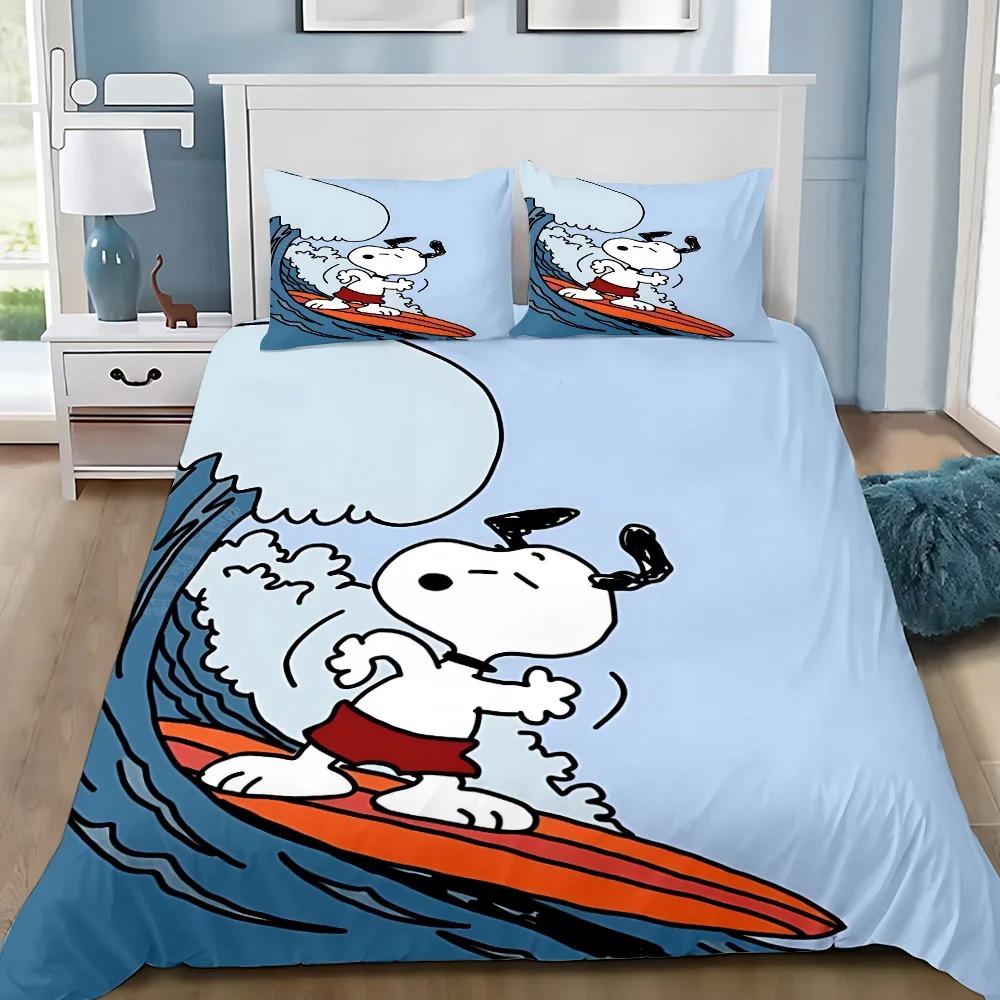 Duvet Cover Pillowcase Bedding Set Cute Funny S-Snoopys Adult Boy Girl Bedroom Decoration Children Gift Single Double Large Size