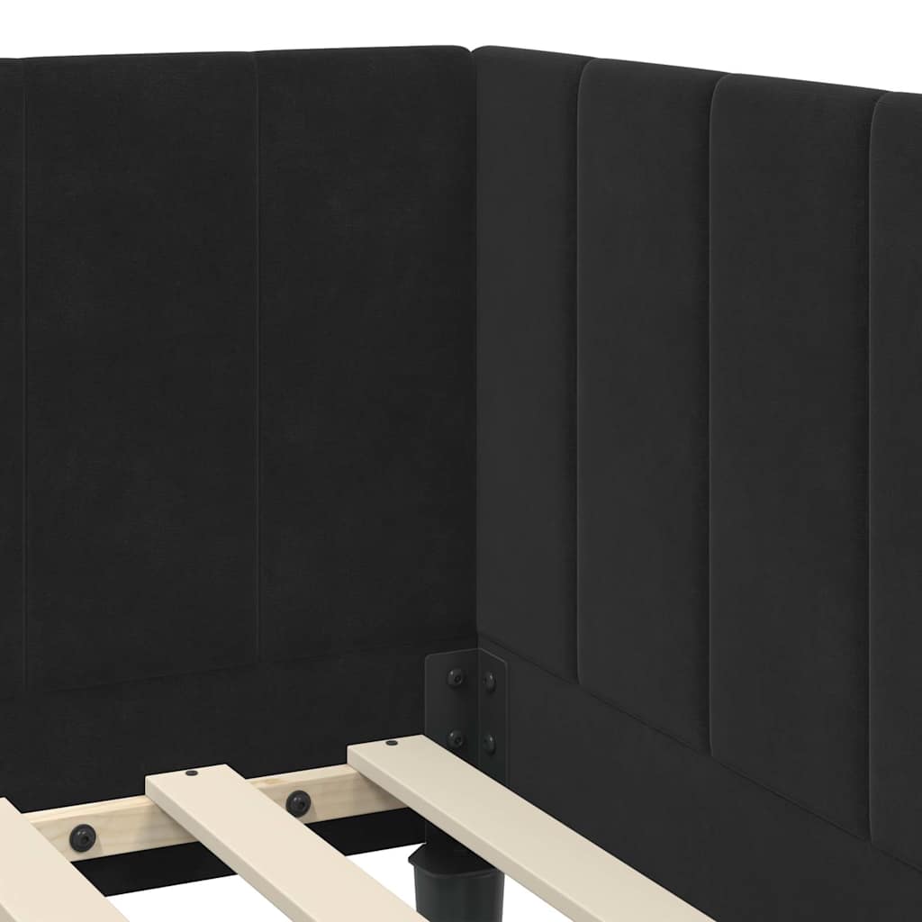 L Shaped Bed Frame with Headboard Black 80 Cm X 200 Cm Velvet