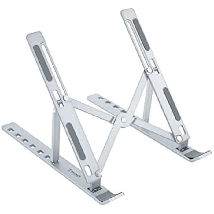 TooQ TQLRS0035-AL - Support en Alliage d'aluminium pour Ordinateur Portable, Tablette, Mobile et Livre, Pliable, réglable sur 7