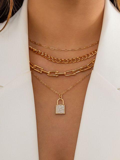 

Kunjoe Bohemian Fashion U-образная цепочка-чокер ожерелье для женщин и девочек с кристаллами и стразами, подвеска в виде замка, ювелирное изделие в подарок