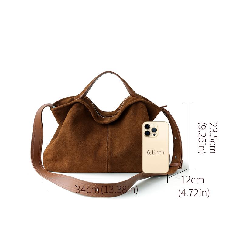 Elegant Brown Suede Shoulder Bag – Soft & Stylish Handbag for Everyday Use