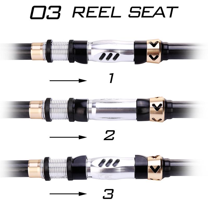 SOUGAYILANG Fishing Rod EVA Handle Telescopic Carbon Rod Body Durable and Portable Fishing Pole