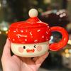 Cute Creative  Funny Expression Cup with Lid  Spoon  Niche Water Cup  Ceramic Mug  Gift for Friends  Souvenir