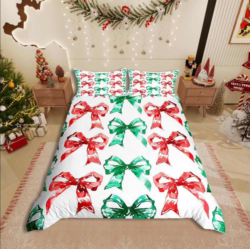 Homewish Cute Bowknot Duvet Cover SetLove Heart Print For Teens Bedding SetDreamy Princess Decor