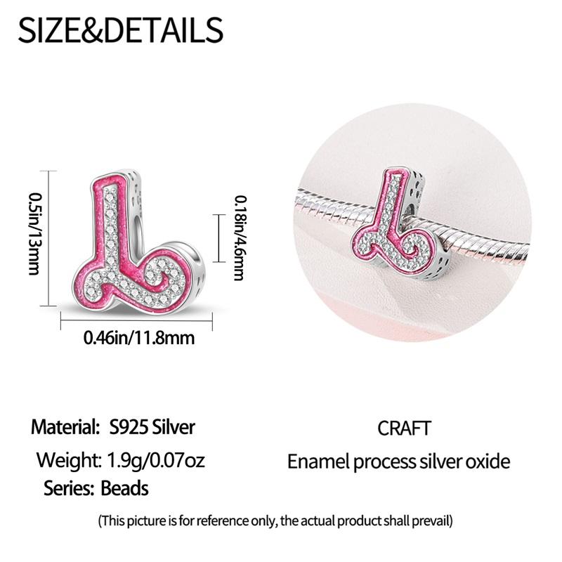 New In 26 Pink Pave A- Z Alphabet Beads Copper Love Letter Charm Fit Original 3Mm Charms Bracelet Bangle Fine Jewelry Gifts