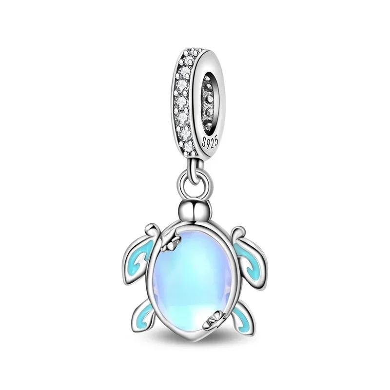 925 Silver Jellyfish Pendant Bead Sparkling Purple Charm for DIY Bracelet Jewelry Accessories Birthday Gift