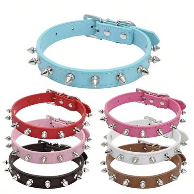 Collare Regolabile in Pelle per Cane da Compagnia Cinghia per il Collo Forniture Collare per Cane Punk Rivettato Punteggiato in Pelle PU Collari per Animali Domestici per Cane Piccolo Gatto