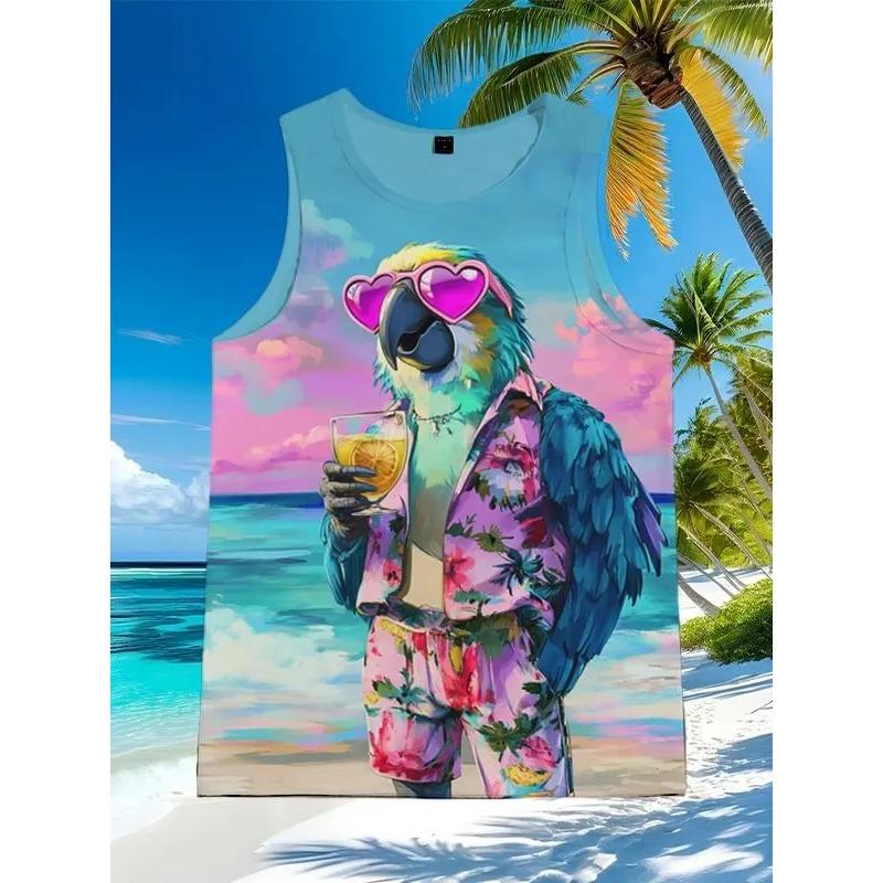 Summer Round Neck Funny Animal Pattern 3D Printed Top Fashionable Casual Sleeveless Women's Tank Tops