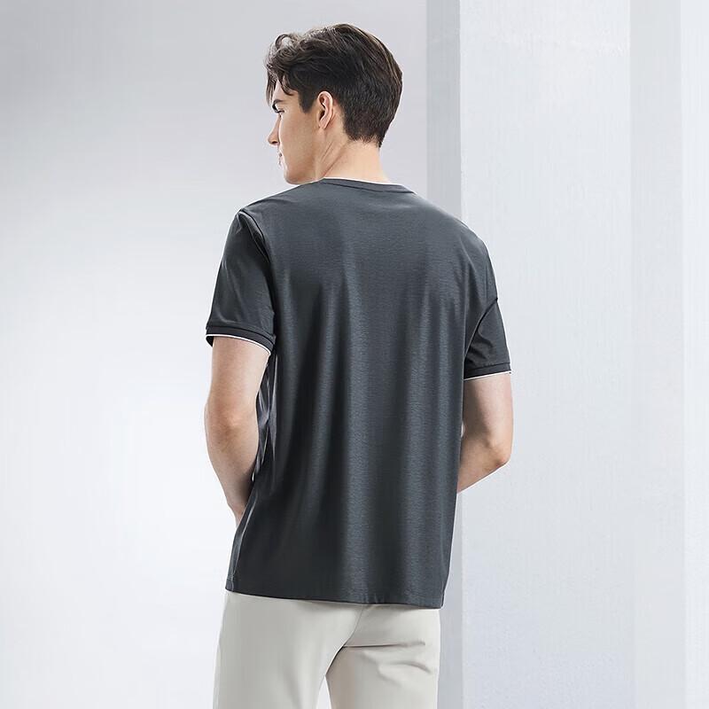 SEVEN Men s Mulberry Silk Blend Spliced Round Neck T-Shirt S