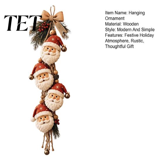 Wooden Santa Claus Ornament Hanging Ornament, Rustic Christmas Tree Decor with Gift for Kids Jute String, Farmhouse Holiday Wall Home Garden Ornaments