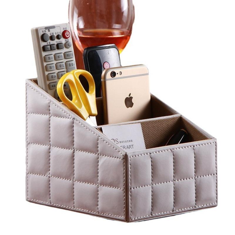 Creative Desktop Leather Storage Box Remote Control Storage Box Home Storage Supplies Organizer Suitable for Office