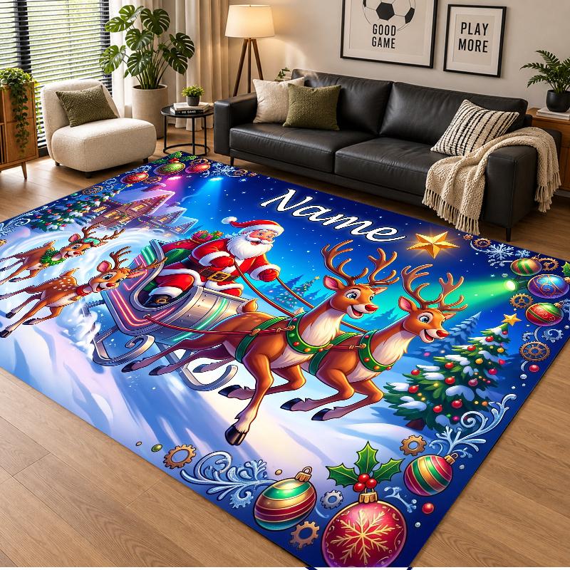 Christmas Theme Floor Carpet, Soft Area Rug, Xmas Indoor Home Holiday Decoration
