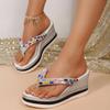 Women Sandals Fashion Clip Toe Platform Sandals Woman Colorful Beaded Wedge Sandals Flip Flops Summer Thick Sole Beach Shoes