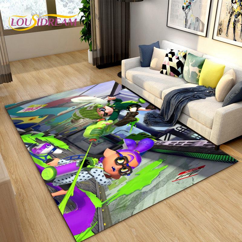 Splatoon,PC Game Gamer Cartoon Area Rug,Carpet Rug for Living Room Bedroom Sofa Doormat Decoration, Kids Play Non-slip Floor Mat