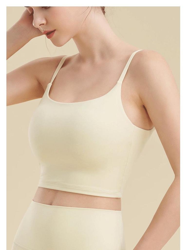 Damen Sommer Sport Tank Top mit integriertem Brustpolster, Schönes Rückendesign, Nacktes Gefühl, Stoßfeste Fitnessweste