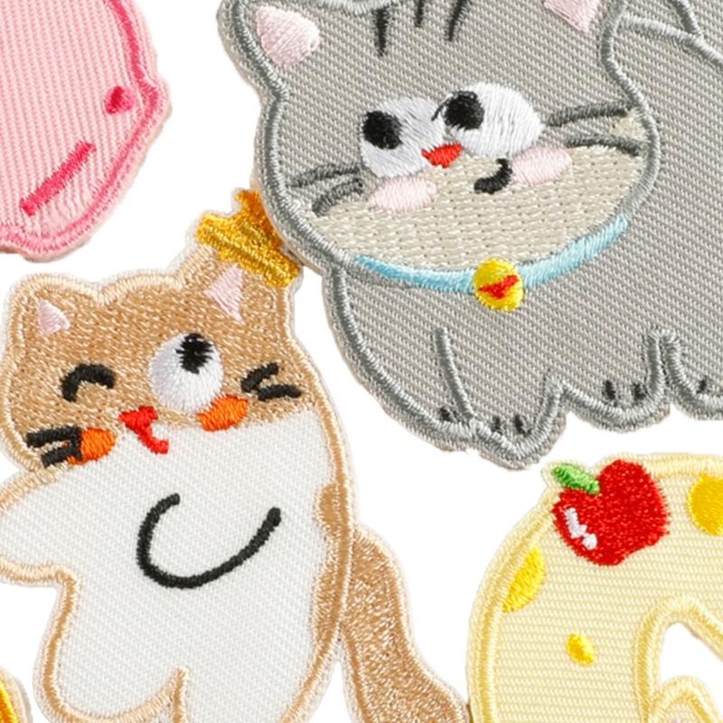 6 Pcs Cartoon Animal Embroidered Patches Cats Iron on Patches Clothing Patches Kitten Sewing Patches for Clothes Bag