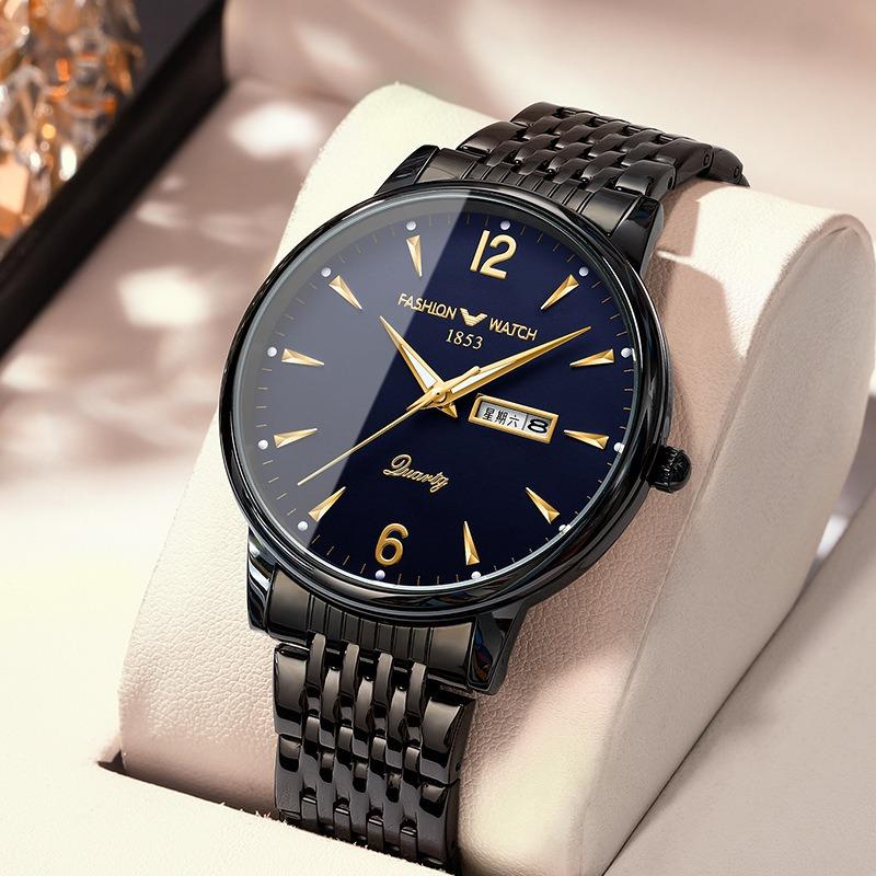 New men's watch men's business mechanical watch double calendar advanced sense waterproof quartz + luminous light