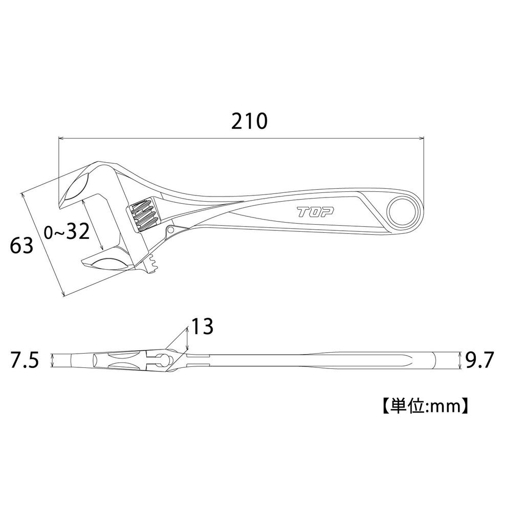 TOP Industrial Monkey Work Made In Japan (TOP) Zero-Backlash Wrench, Wide, 0-32mm Opening, Zero-Backlash Worm, HM-32M, Tsubame-Sanjo,