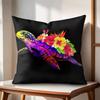 Hawaiian Sea Turtle Cushion Cover Natural Linen Organic Fabric DoubleSided Printing Couch Pillow Covers Home Decor
