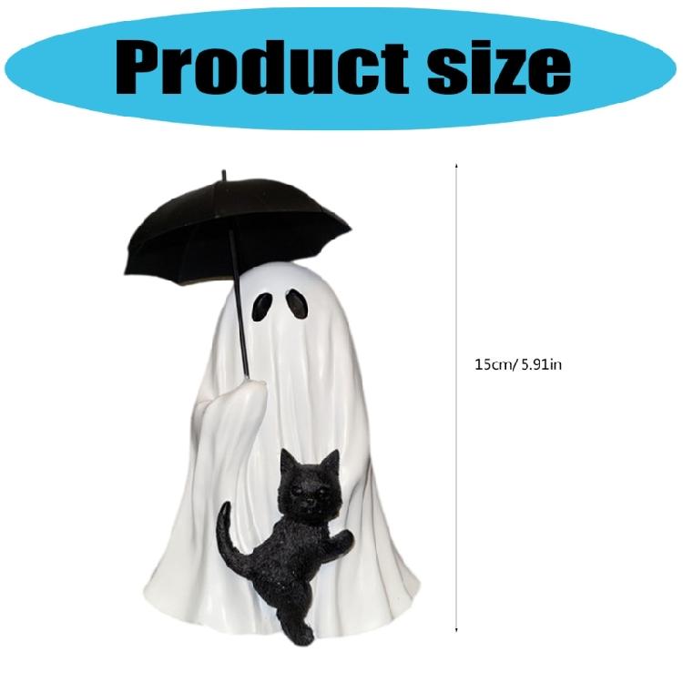 Estatueta Miniatura de Gatos Fantasmagóricos e Pretos Resinas Ornamento Halloween Decorações Góticas Para Compactos Espaço de Convivência Escritório Área de Trabalho