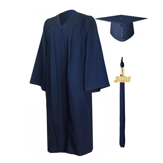 Unisex Matte Graduation Cap And Gown Set with 2026 Year Tassel Charm for Middle School High School College Graduates