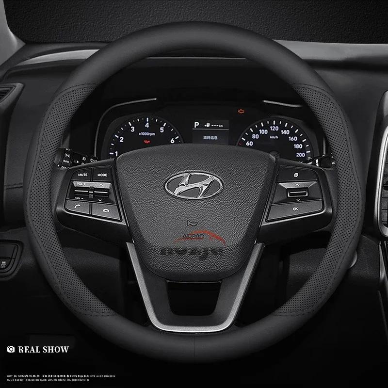 Car Leather Steering Wheel Cover for Hyundai Creta Grand Creta N Line E 2022 20232 024 2025 Non-slip Car-styling Car Accessories