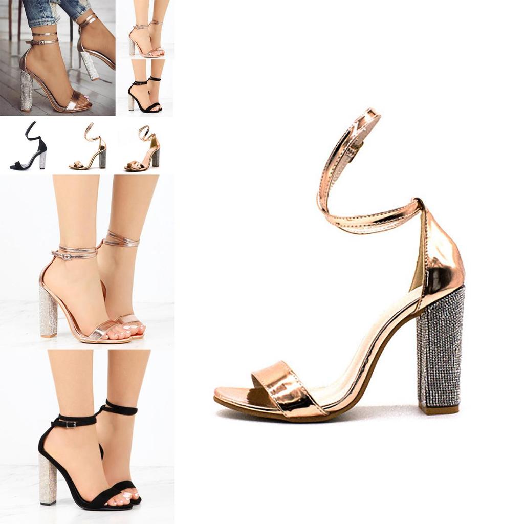 Atemberaubende Damen Sandaletten mit Strassriemchen und Ultra High Heels