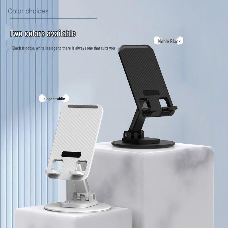 360° Rotating Foldable Metal Base Stand: Adjustable Height for Phone & Tablet Streaming Metal Base, Rotating, Foldable, Adjustable Height чёрный