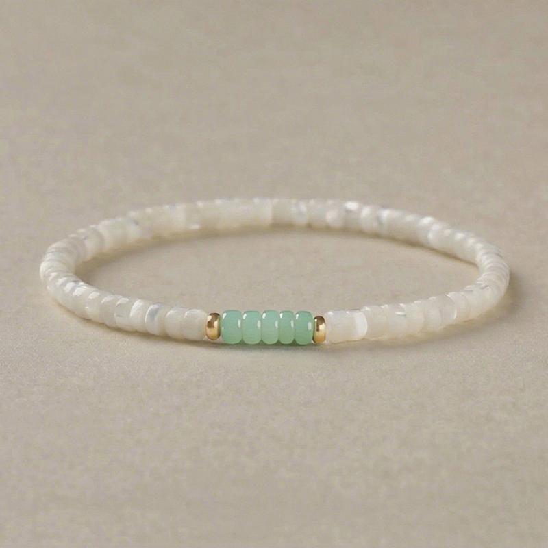 1pc Vintage Turquoise Bracelet Splicing White Elastic Chain Natural Stone Crystal Handmade Beaded Bracelets