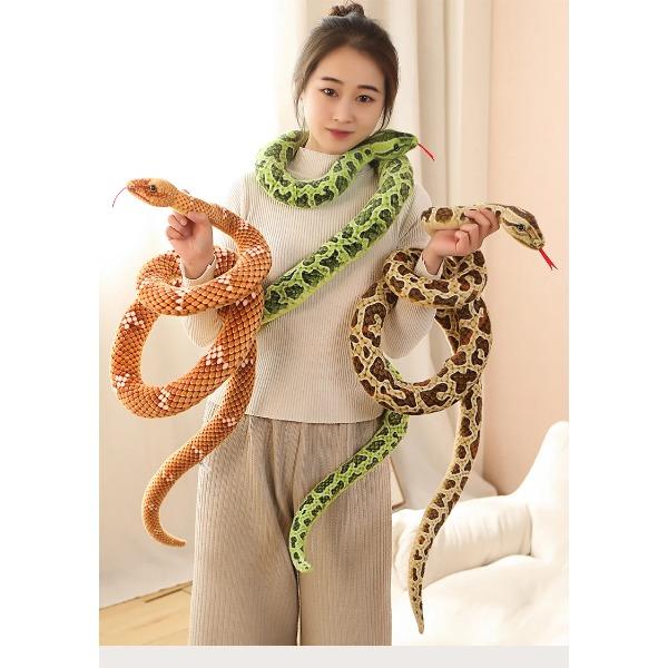 2M/3M Real Life Snake Plush Toy Giant Piebald Snake Stuffed Long Snake Plush Brown Yellow Green Creative Decor Gift
