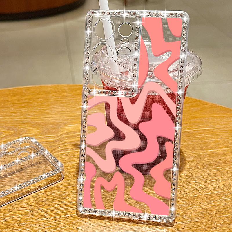 Stripe Pattern Diamond Case For Samsung Galaxy S25 Edge S23 FE S24 Ultra A56 A55 A54 A36 A35 A15 A16 A25 A53 5G Soft Phone Cover