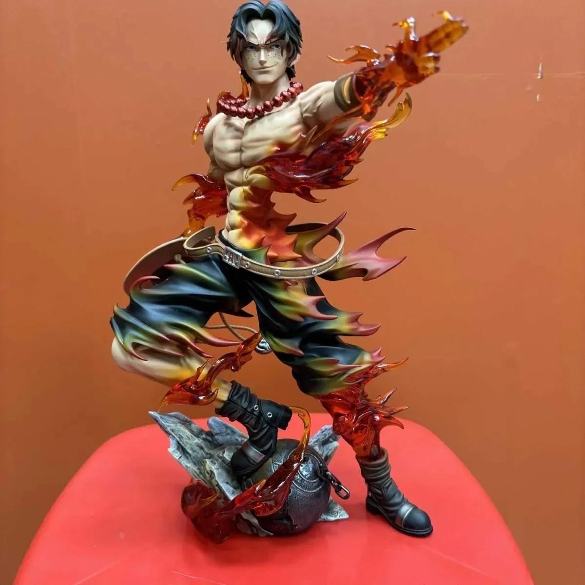 

One Piece FLOW Flower Flame Ace Fingertip Smile Scene GK Statue Model Desktop Ornament M
