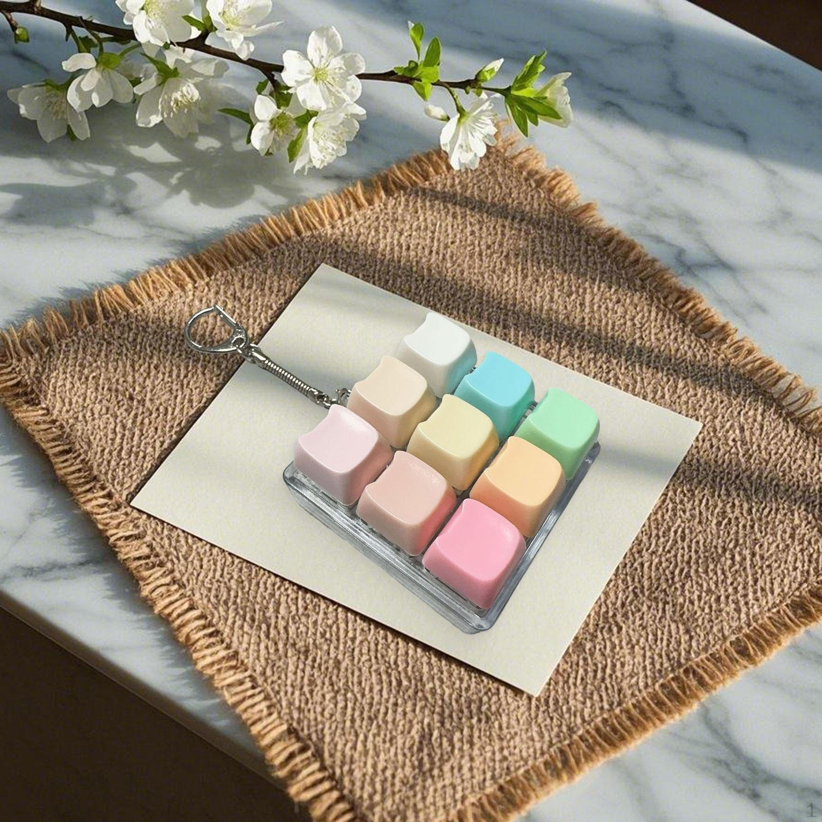 

Keyboard Toy Cube Pass Time for Adults Lightweight Portable with Keychain Rainbow Bear