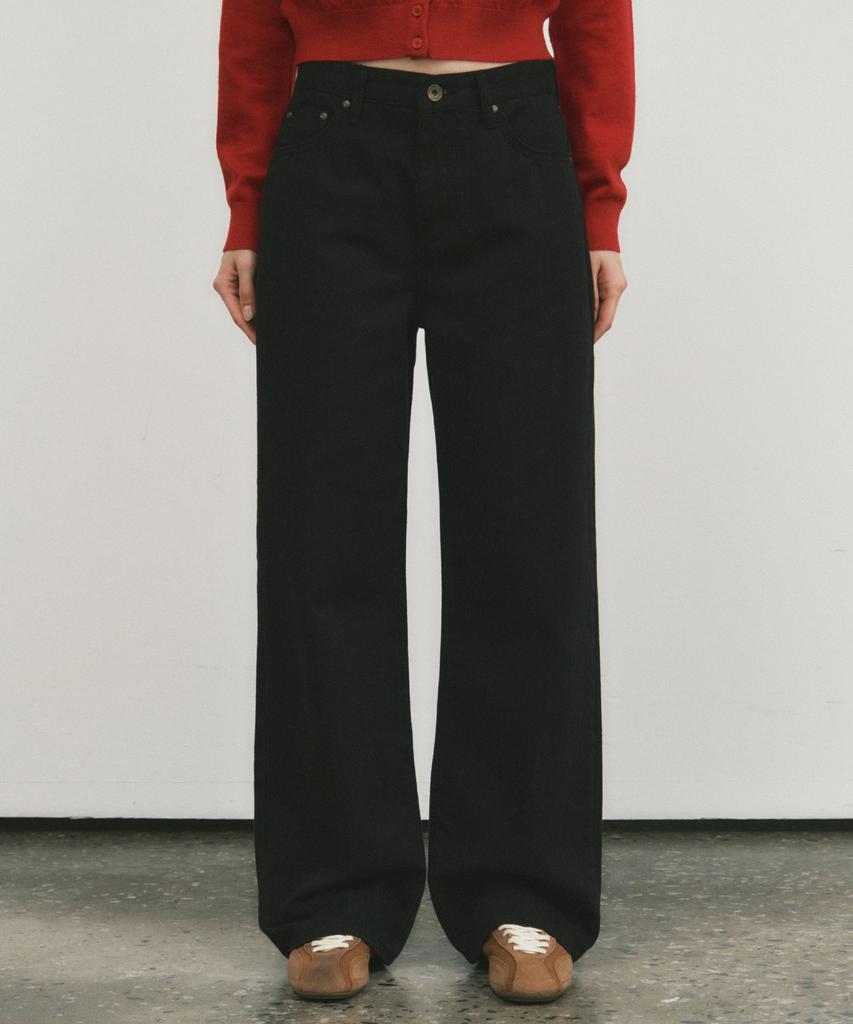 Wednesday Oasis For Woman W/Herringbone Pure Cotton Pants_Black(W25-Pt24)