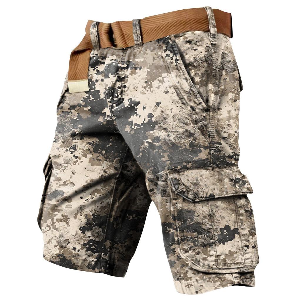 Pánské šortky pracovní oděvy s potiskem ke Dni nezávislosti a s více kapsami