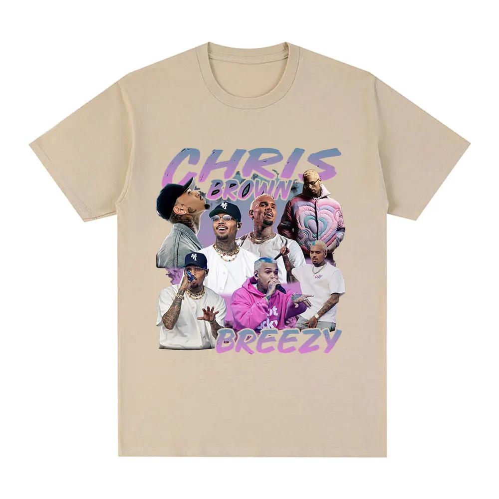 Rap Singer Chris Brown Breezy Pattern Tshirt Harajuku Short Sleeved Tshirt Casual Tshirt Street Wear Fan Gift