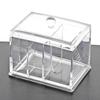 Acrylic Cotton Swab & Makeup Remover Storage Box with Lid - Transparent Square Organizer & Toothpick Holder