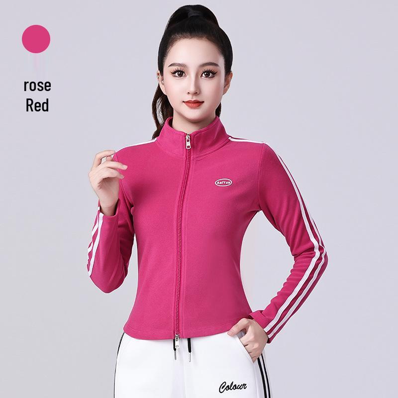 2025 Velvet Stand Collar Sports Top AutumnWinter Full Zip Long Sleeve Fitness Wear 4XL 1660₽