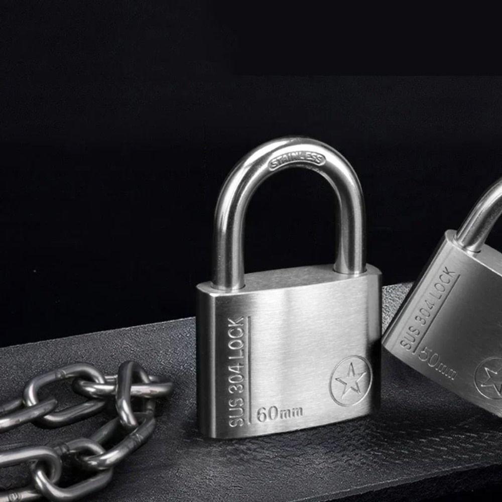 Heavy Duty Gate Padlock Weatherproof Gym Lock 3 Keys 304 Stainless Steel Padlock  Outdoor